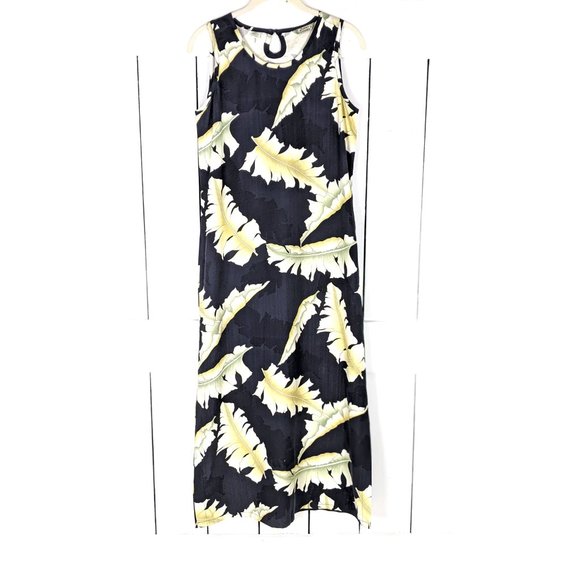 Vintage Tommy Bahama silk tropical leaf sleeveless long column summer dress 8 - Picture 4 of 4